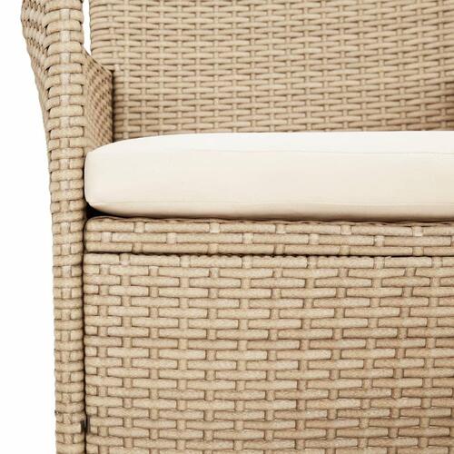 Spisebordssæt til haven 3 dele med hynder polyrattan beige