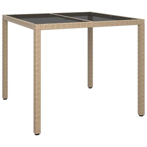 Spisebordssæt til haven 3 dele med hynder polyrattan beige
