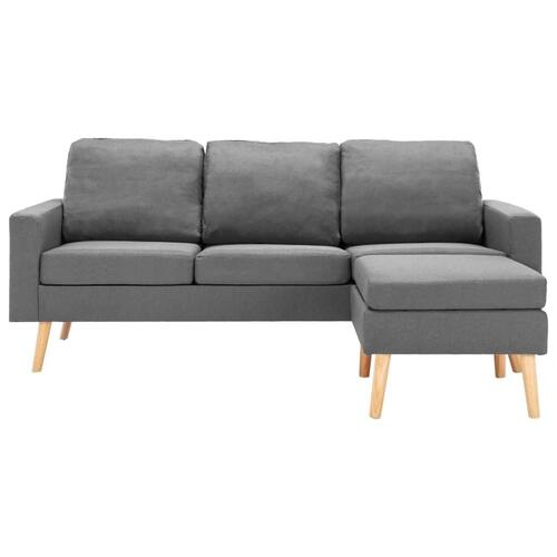 3-personers sofa med fodskammel stof lysegrå