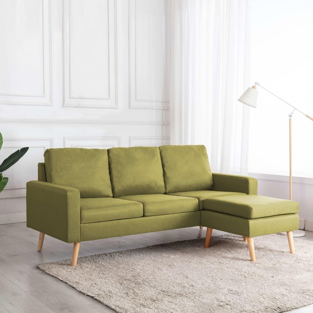 3-personers sofa med fodskammel stof grøn
