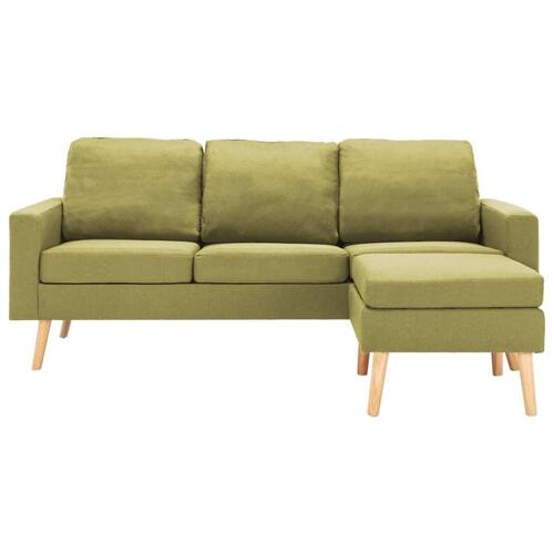 3-personers sofa med fodskammel stof grøn