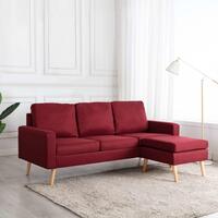 3-personers sofa med fodskammel stof vinrød