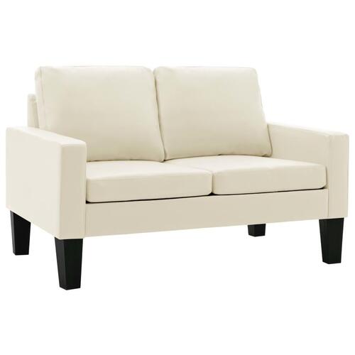 2-personers sofa kunstlæder cremefarvet
