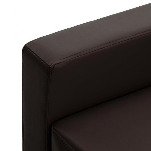 3-personers sofa med fodskammel kunstlæder brun