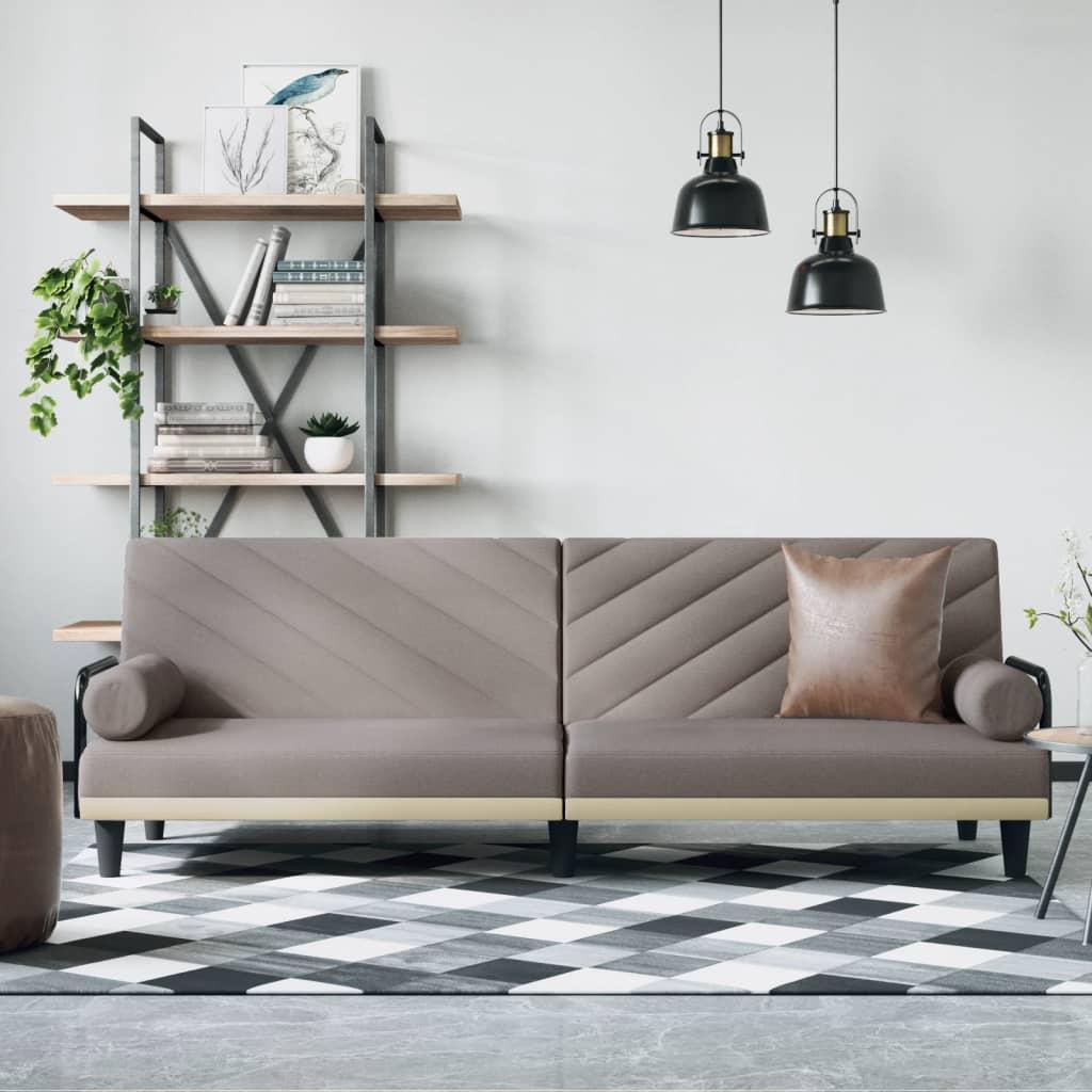 Sovesofa med armlæn stof gråbrun