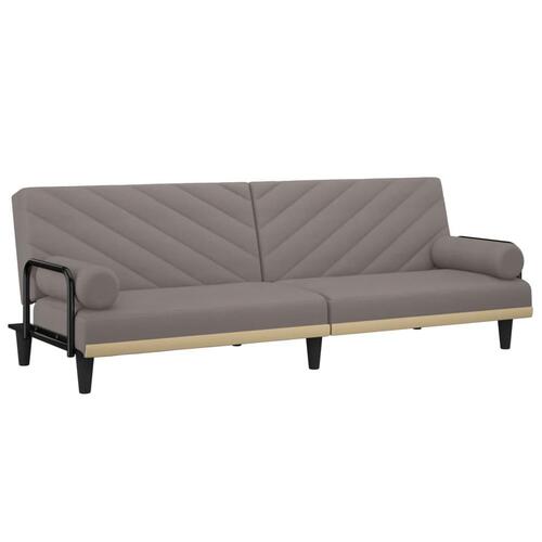 Sovesofa med armlæn stof gråbrun