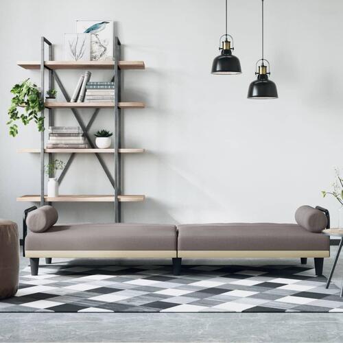 Sovesofa med armlæn stof gråbrun