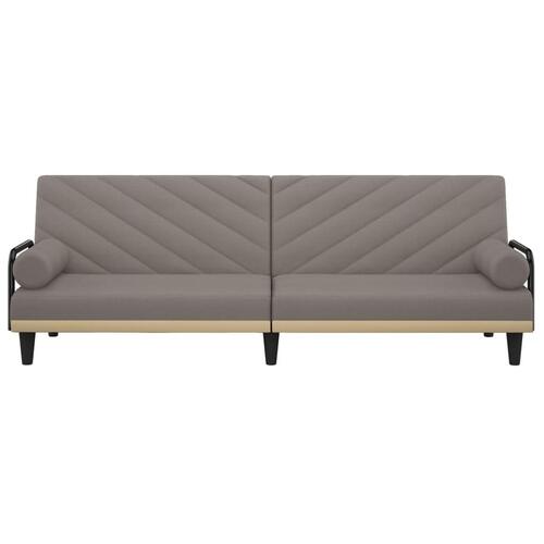 Sovesofa med armlæn stof gråbrun