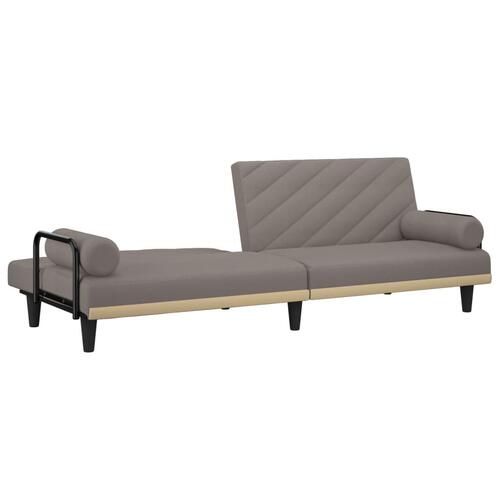 Sovesofa med armlæn stof gråbrun