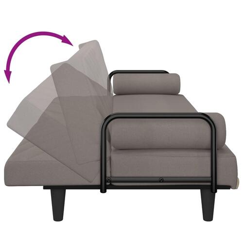 Sovesofa med armlæn stof gråbrun