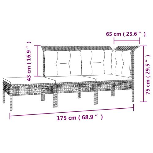 Loungesæt til haven 10 dele med hynder polyrattan grå