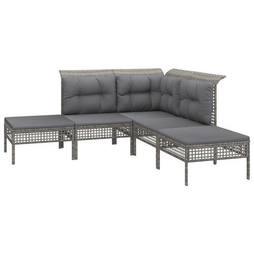 Loungesæt til haven 8 dele med hynder polyrattan grå