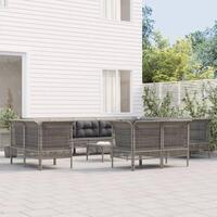Loungesæt til haven 13 dele med hynder polyrattan grå
