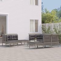 Loungesæt til haven 11 dele med hynder polyrattan grå