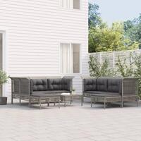 Loungesæt til haven 9 dele med hynder polyrattan grå