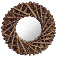 Vægspejl 40 cm teak rund