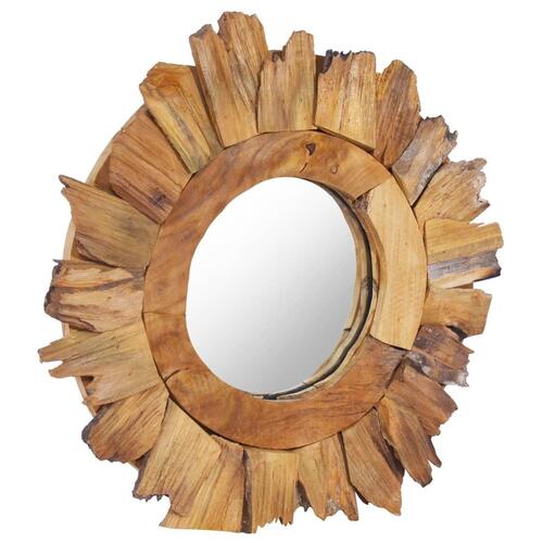 Vægspejl 40 cm teak rund