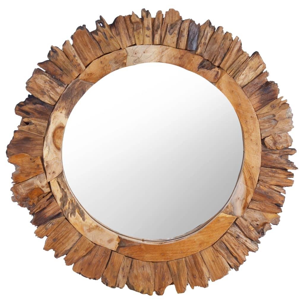 Vægspejl 60 cm teak rund