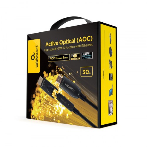 HDMI-kabel GEMBIRD 30 m - aktiv optisk, HDMI 2.0, sort