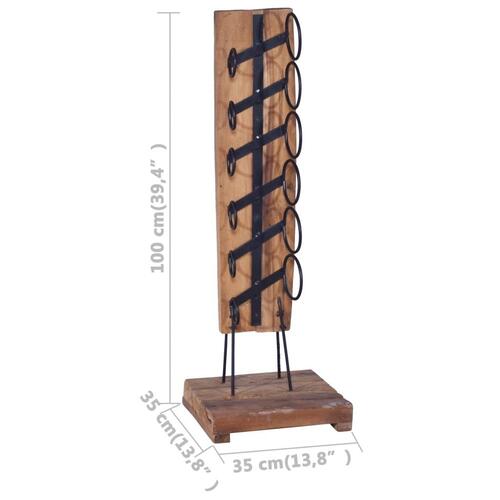 Vinreol til 6 flasker 35x35x100 cm massivt teaktræ