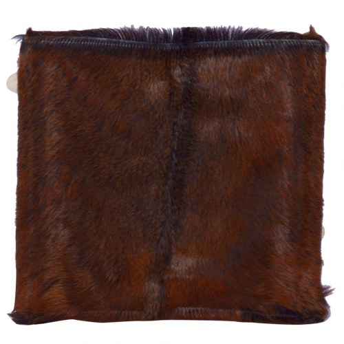 Sammenfoldelig taburet i gedeskind og massivt teaktræ - 48 × 40 × 45 cm
