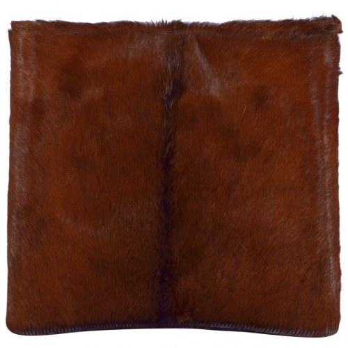 Sammenfoldelig taburet i gedeskind og massivt teaktræ - 48 × 40 × 45 cm