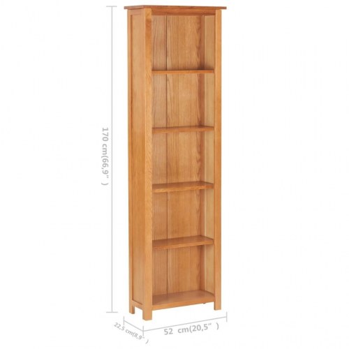 Bogreol 52x22,5x170 cm massivt egetræ