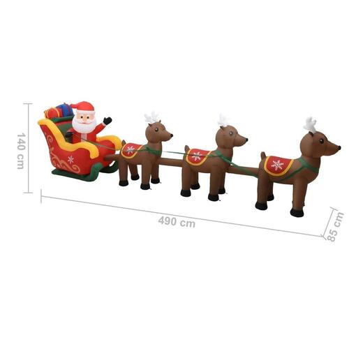 Oppustelig julemand og rensdyr LED julepynt 490 cm