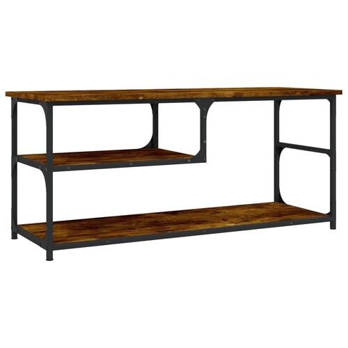 Tv-bord 103x38x46,5 cm konstrueret træ og stål røget eg