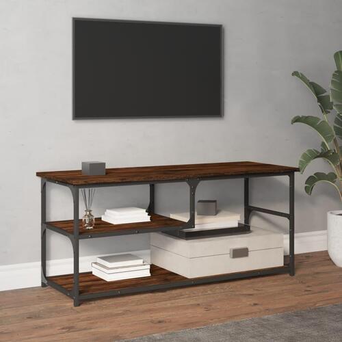 Tv-bord 103x38x46,5 cm konstrueret træ og stål røget eg