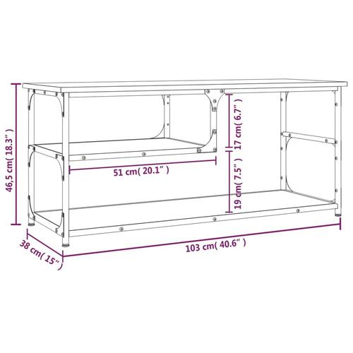 Tv-bord 103x38x46,5 cm konstrueret træ og stål røget eg