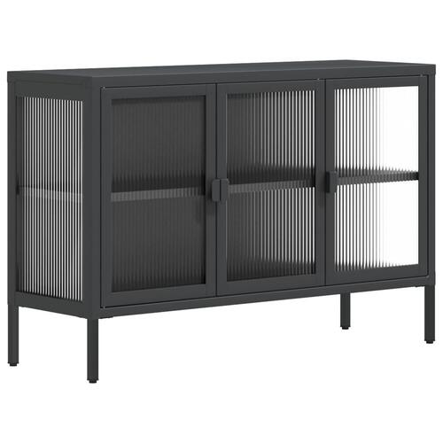 Skænk 105x35x70 cm glas og stål sort