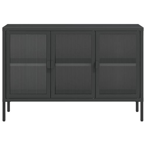 Skænk 105x35x70 cm glas og stål sort