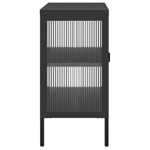 Skænk 105x35x70 cm glas og stål sort