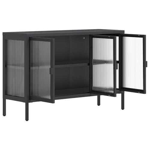 Skænk 105x35x70 cm glas og stål sort