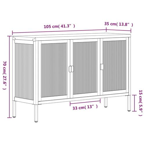 Skænk 105x35x70 cm glas og stål sort
