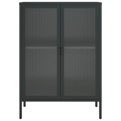 Skænk 75x35x105 cm glas og stål sort