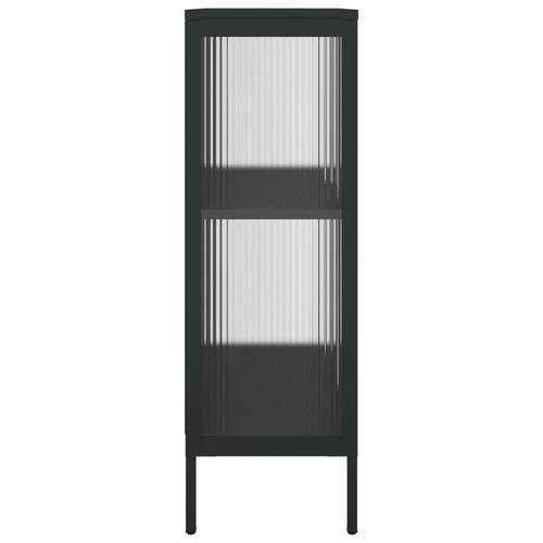 Skænk 75x35x105 cm glas og stål sort