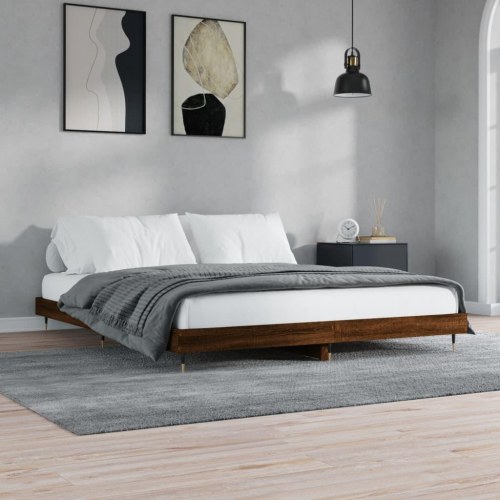 Sengeramme uden madras 200x200 cm i konstrueret træ - brun eg