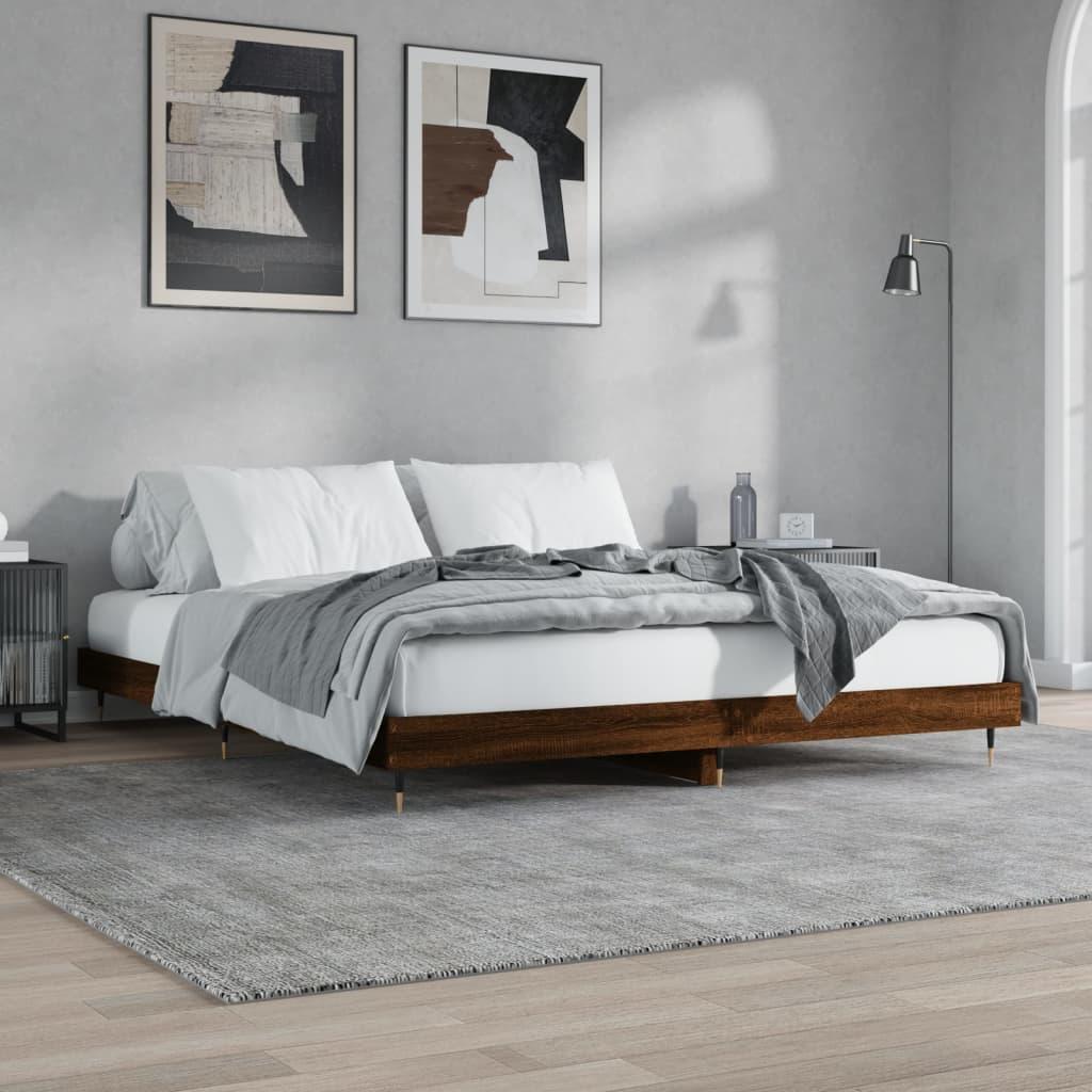 Sengeramme 160x200 cm uden madras konstrueret træ brunt eg