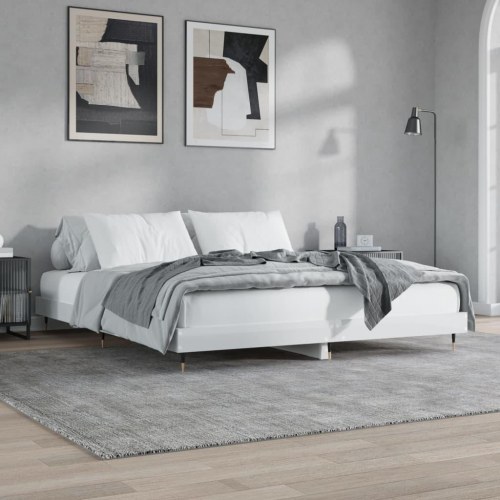 Sengestel 180x200 cm i konstrueret træ - hvid højglans