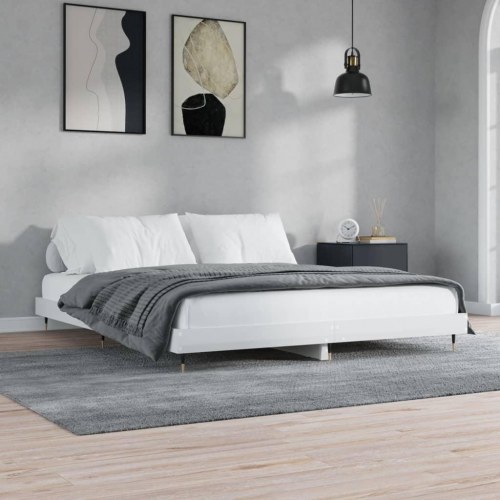 Sengestel 180x200 cm i konstrueret træ - hvid højglans