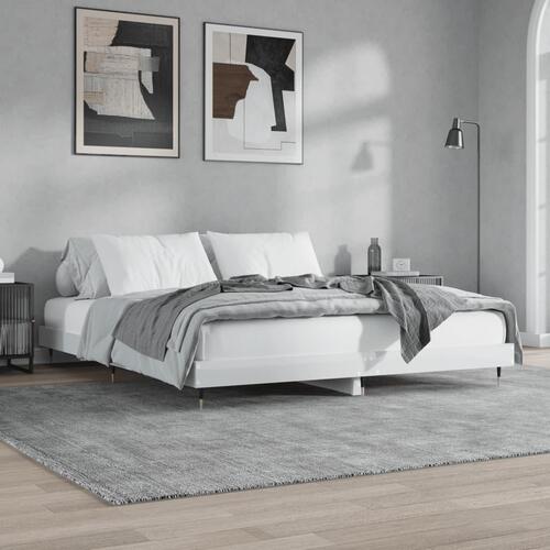 Sengestel 140x200 cm konstrueret træ hvid højglans