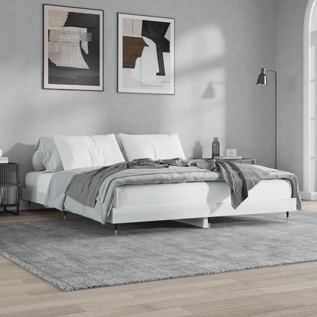 Sengestel 140x200 cm konstrueret træ hvid højglans