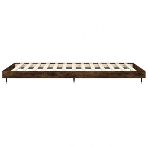Sengeramme 90x190 cm i konstrueret træ - røget eg, metalben