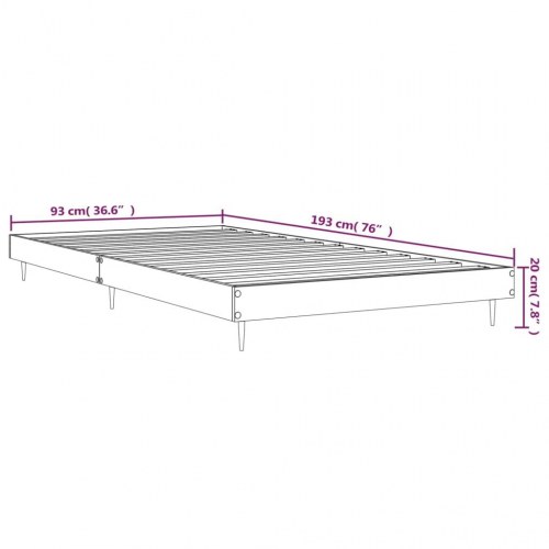 Sengeramme 90x190 cm i konstrueret træ - røget eg, metalben