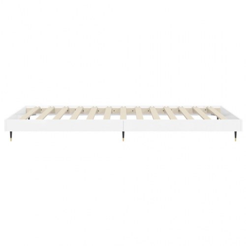 Sengeramme 90×190 cm - konstrueret træ, hvid højglans