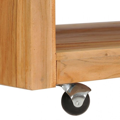 Sofabord i massivt teaktræ med hjul - 110 × 60 × 40 cm
