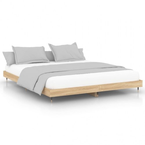 Sengeramme uden madras 200x200 cm konstrueret træ sonoma-eg