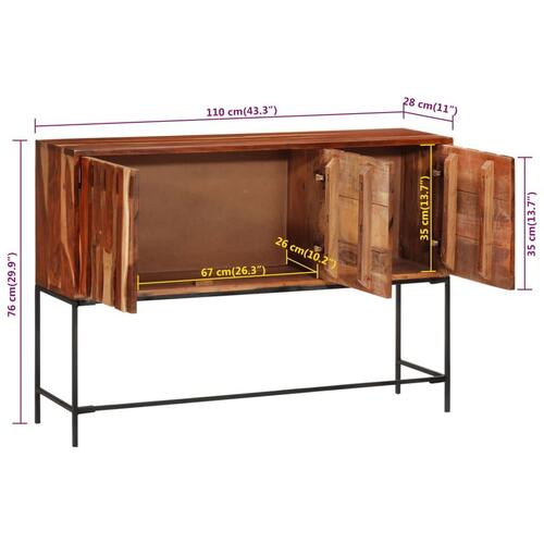 Skænk 110x28x76 cm massivt akacietræ